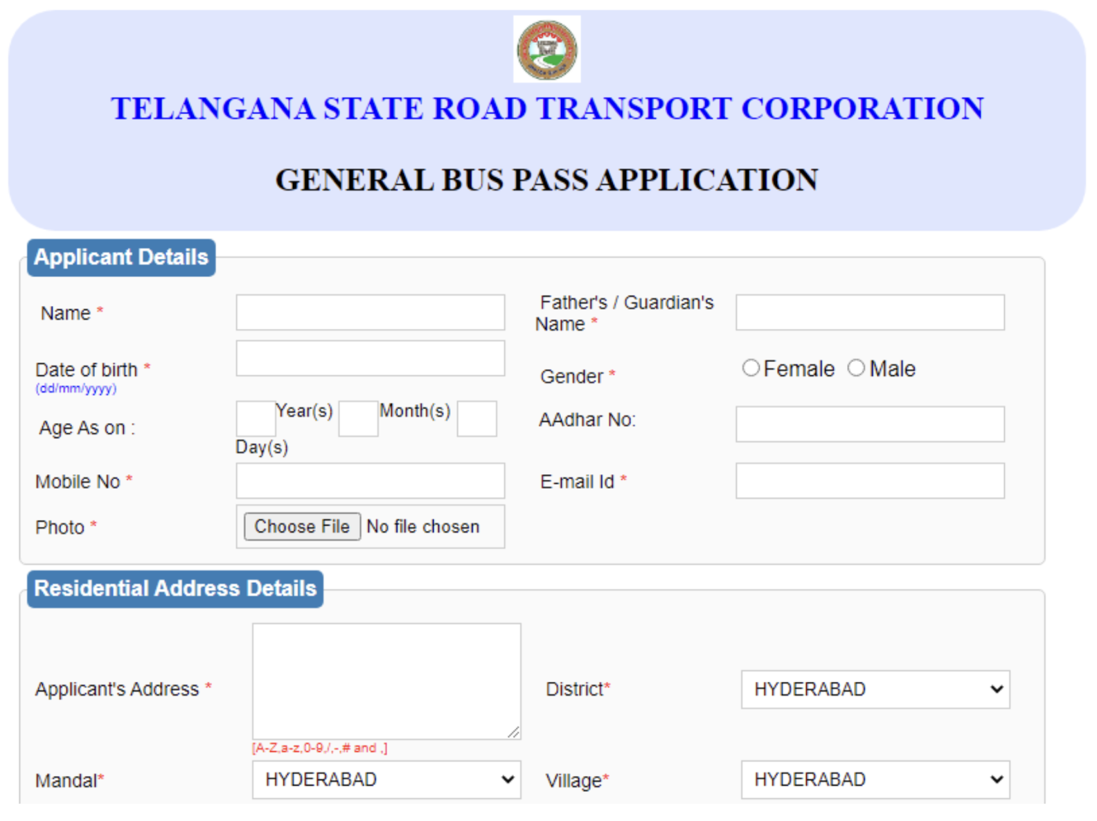 TSRTC Bus Pass Application Guide